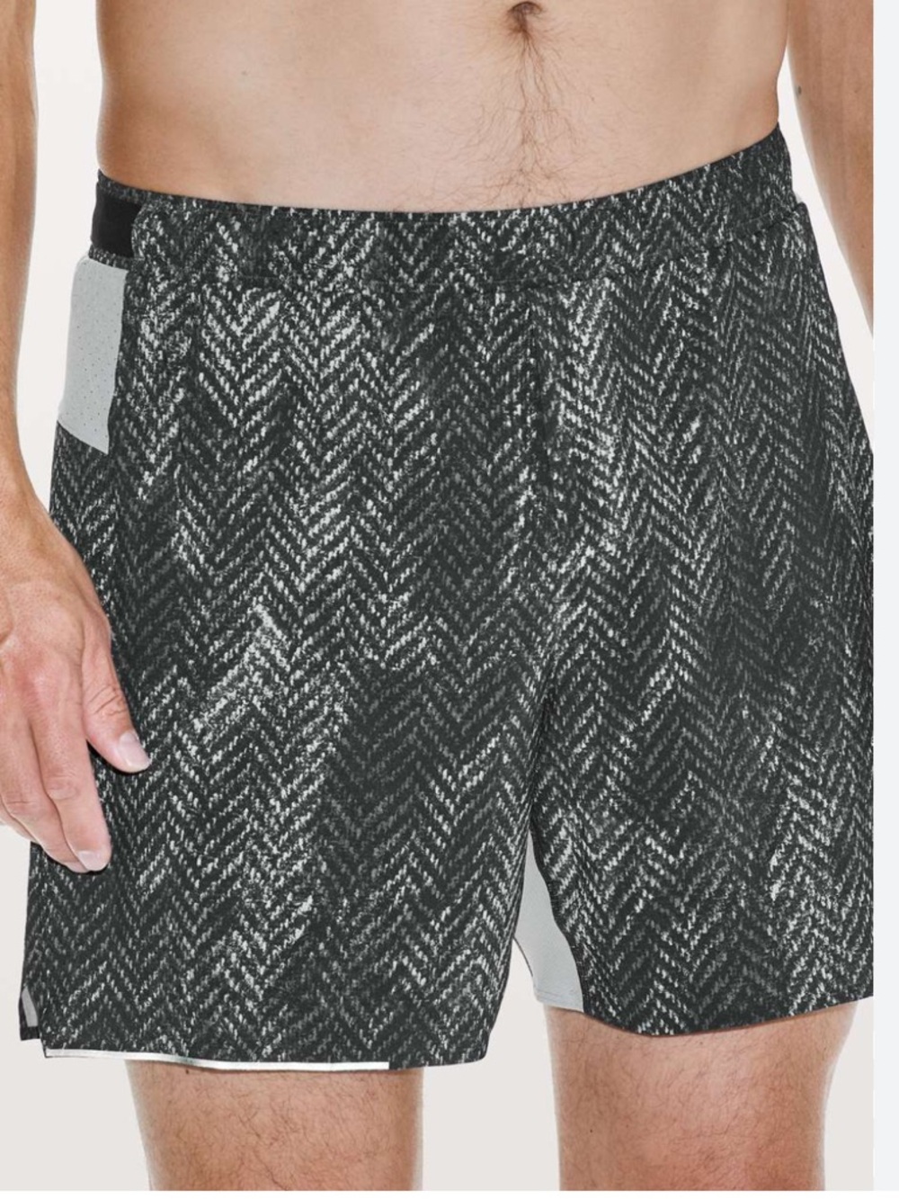 Lululemon Surge Shorts XL Mens Bleached Herringbone Multi Swift Run Train Gym